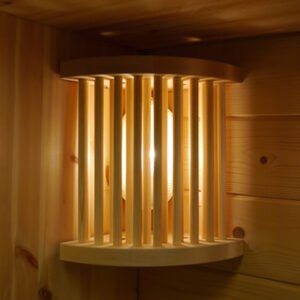 Sauna hoeklamp hout