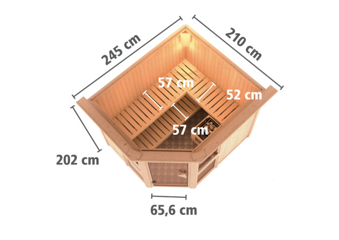 Sauna "Amelia 3" met dakkraag - Afbeelding 9