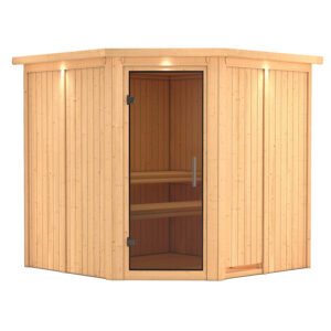 Sauna "Jarin" met grafietkleurige deur en dakkraag