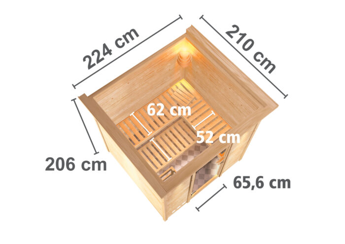 Sauna "Mojave" met grafietkleurige deur en dakkraag - Afbeelding 12