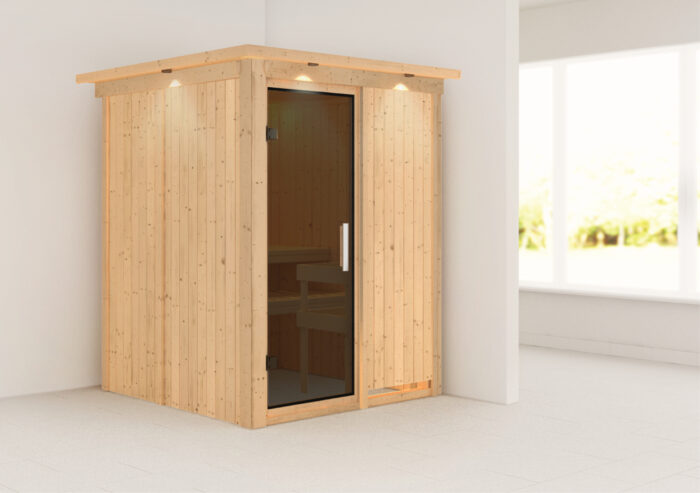 Sauna "Norin" met grafietkleurige deur en dakkraag - Afbeelding 12