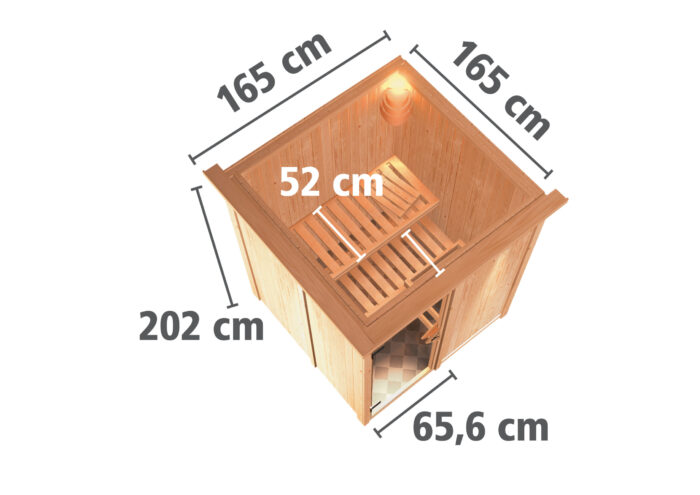 Sauna "Norin" met grafietkleurige deur en dakkraag - Afbeelding 13