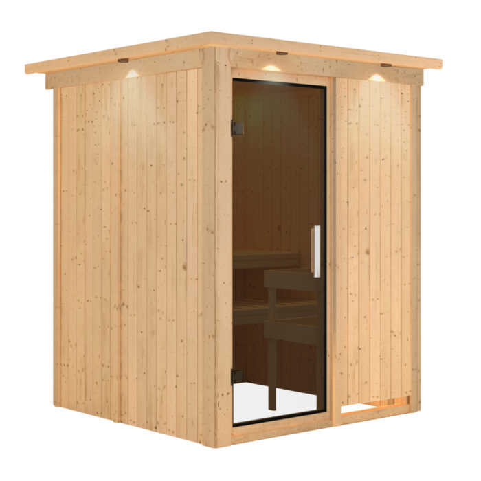 Sauna "Norin" met grafietkleurige deur en dakkraag - Afbeelding 14
