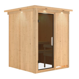 Sauna "Norin" met grafietkleurige deur en dakkraag