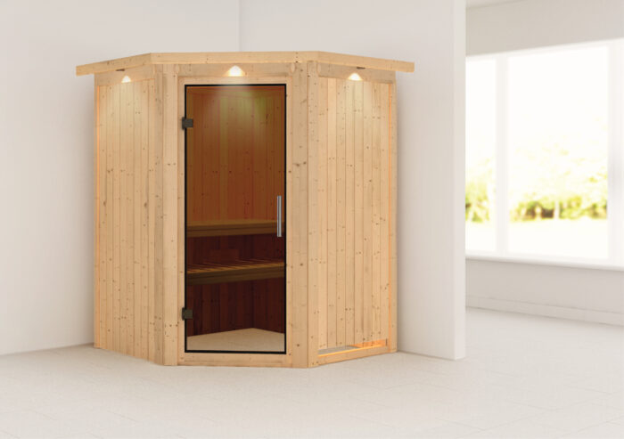 Sauna "Larin" met grafietkleurige deur en dakkraag - Afbeelding 11