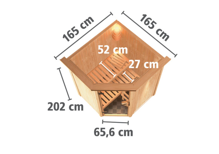 Sauna "Larin" met grafietkleurige deur en dakkraag - Afbeelding 12