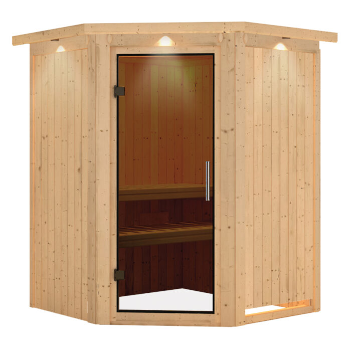 Sauna "Larin" met grafietkleurige deur en dakkraag - Afbeelding 2
