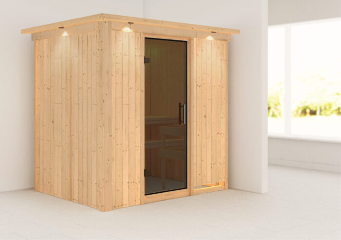 Sauna "Bodin" met grafietkleurige deur en dakkraag - Afbeelding 9