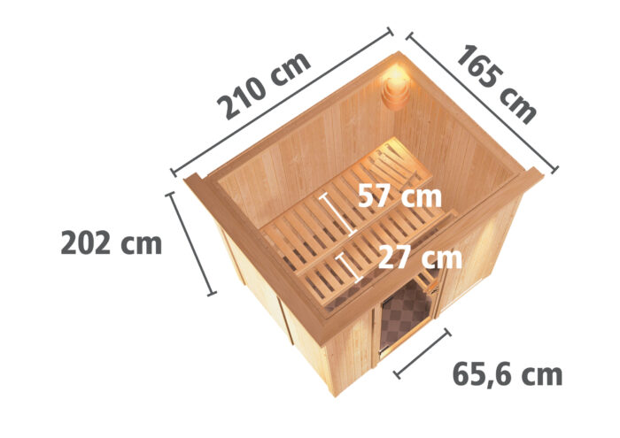 Sauna "Bodin" met grafietkleurige deur en dakkraag - Afbeelding 10