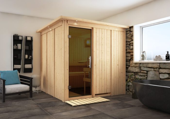 Sauna "Rodin" met grafietkleurige deur en dakkraag - Afbeelding 10