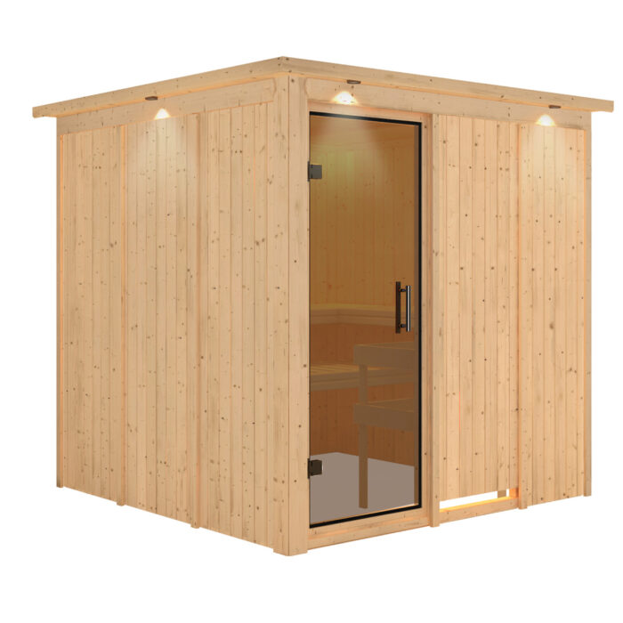 Sauna "Rodin" met grafietkleurige deur en dakkraag