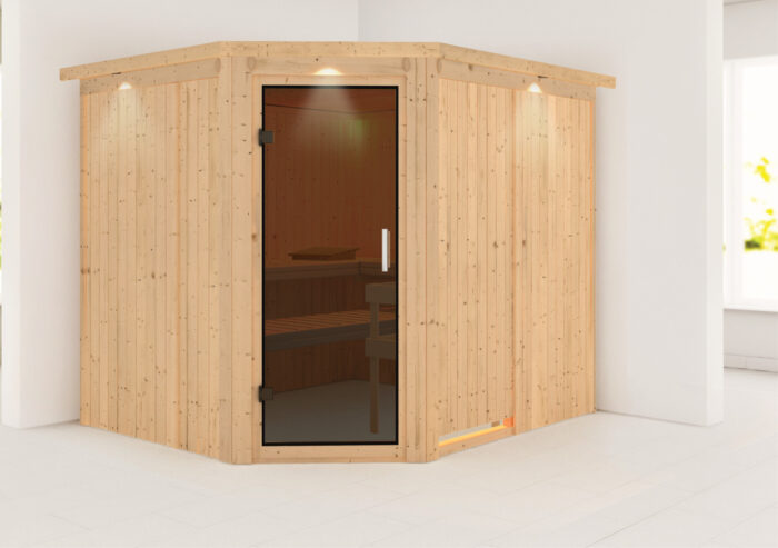 Sauna "Malin" met grafietkleurige deur en dakkraag - Afbeelding 9