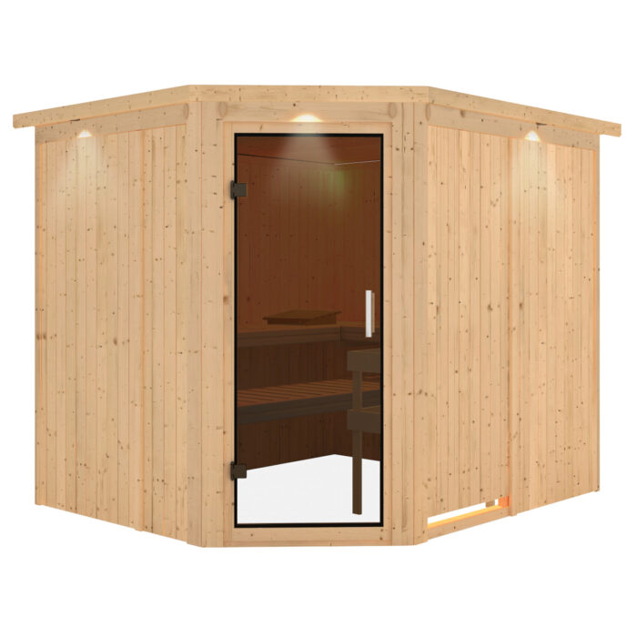Sauna "Malin" met grafietkleurige deur en dakkraag - Afbeelding 11