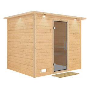 Sauna "Sonara" met grafietkleurige deur en dakkraag