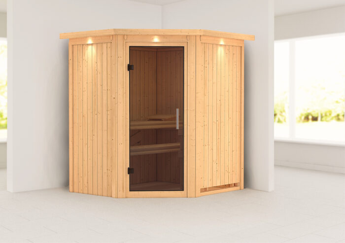 Sauna "Taurin" met grafietkleurige deur en dakkraag - Afbeelding 10