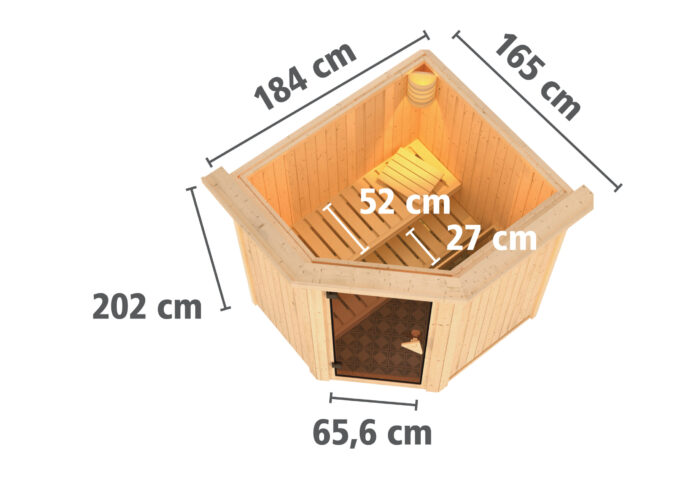 Sauna "Taurin" met grafietkleurige deur en dakkraag - Afbeelding 11