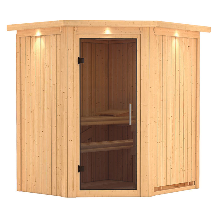 Sauna "Taurin" met grafietkleurige deur en dakkraag - Afbeelding 12