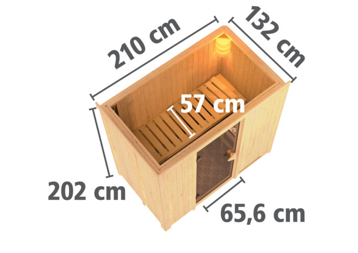 Sauna "Variado" met grafietkleurige deur en dakkraag - Afbeelding 2