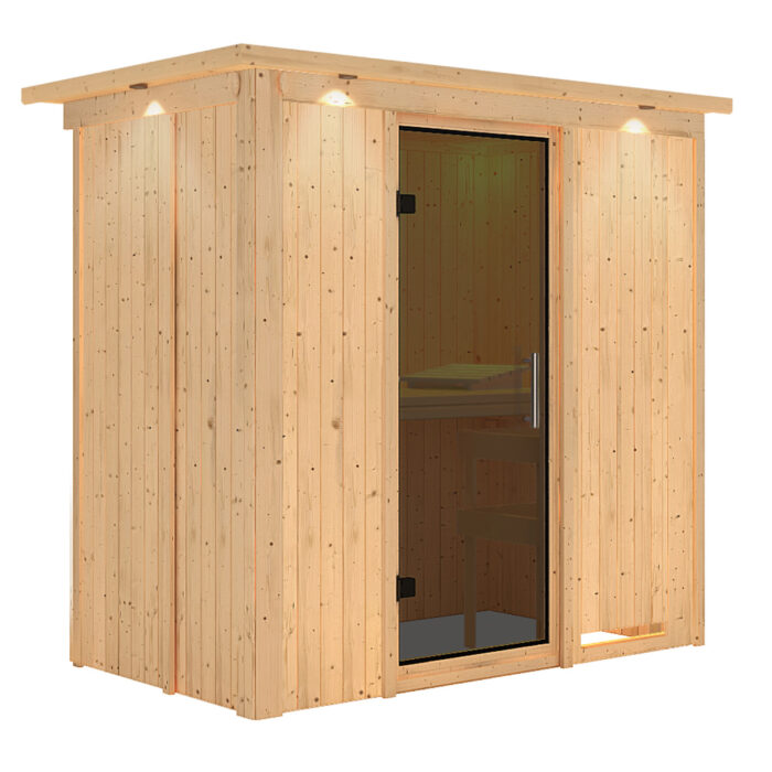 Sauna "Variado" met grafietkleurige deur en dakkraag - Afbeelding 3