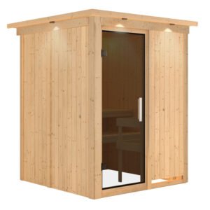 Sauna "Minja" met grafietkleurige deur en dakkraag