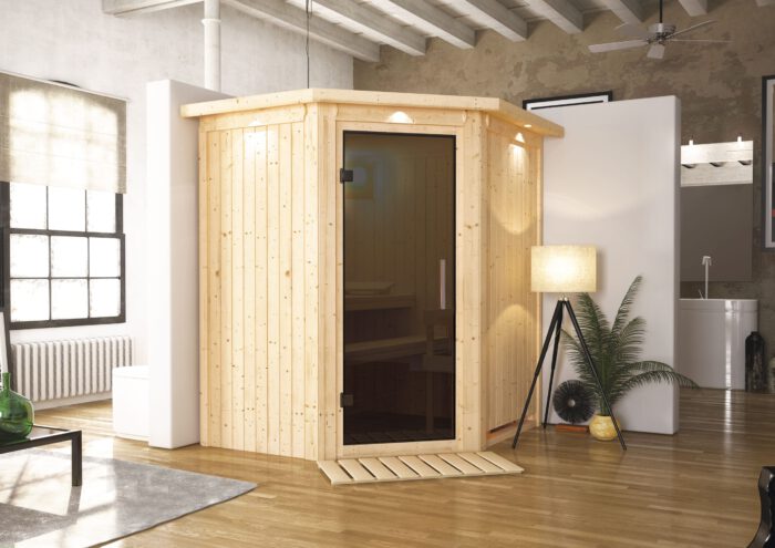 Sauna "Tonja" met grafietkleurige deur en dakkraag - Afbeelding 7