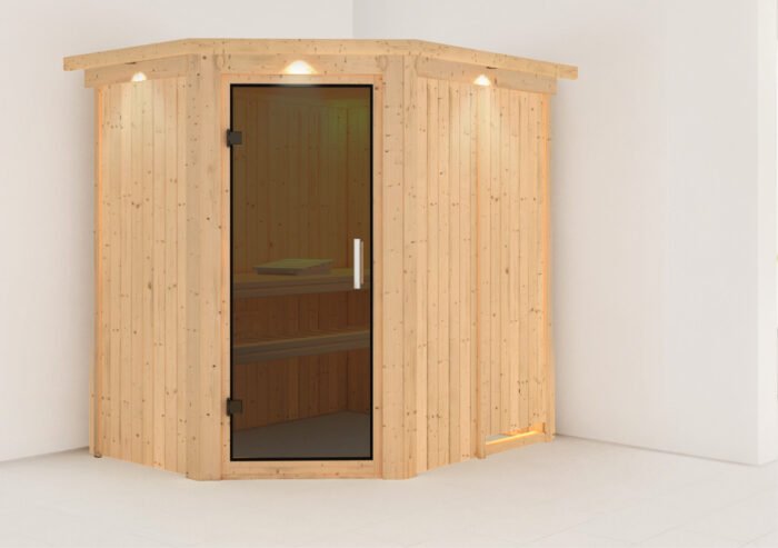 Sauna "Saja"  met grafietkleurige deur en dakkraag - Afbeelding 2