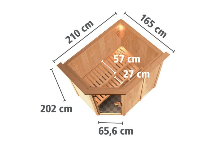 Sauna "Saja"  met grafietkleurige deur en dakkraag - Afbeelding 3