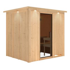 Sauna "Daria" met grafietkleurige deur en dakkraag