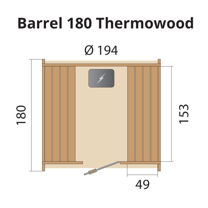 Barrelsauna 180 Thermowood - Afbeelding 2